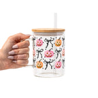 Halloween Coquette Pumpkins Glass Cup, Mug & Tumbler with Lid and Straw