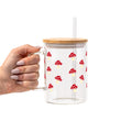 Red Mushroom Glass Cup, Mug & Tumbler with Lid and Straw