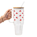Red Mushroom Glass Cup, Mug & Tumbler with Lid and Straw
