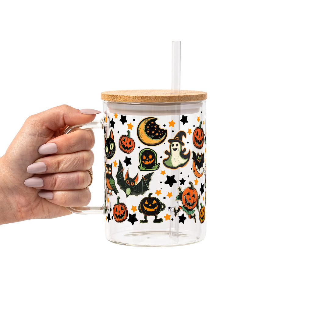 Retrocore Halloween Glass Cup, Mug & Tumbler with Lid and Straw