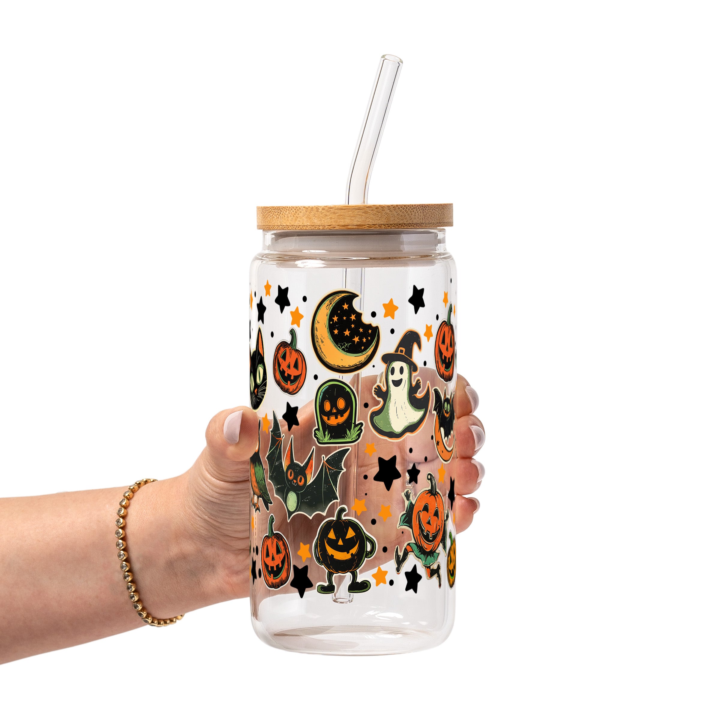 Retrocore Halloween Glass Cup, Mug & Tumbler with Lid and Straw