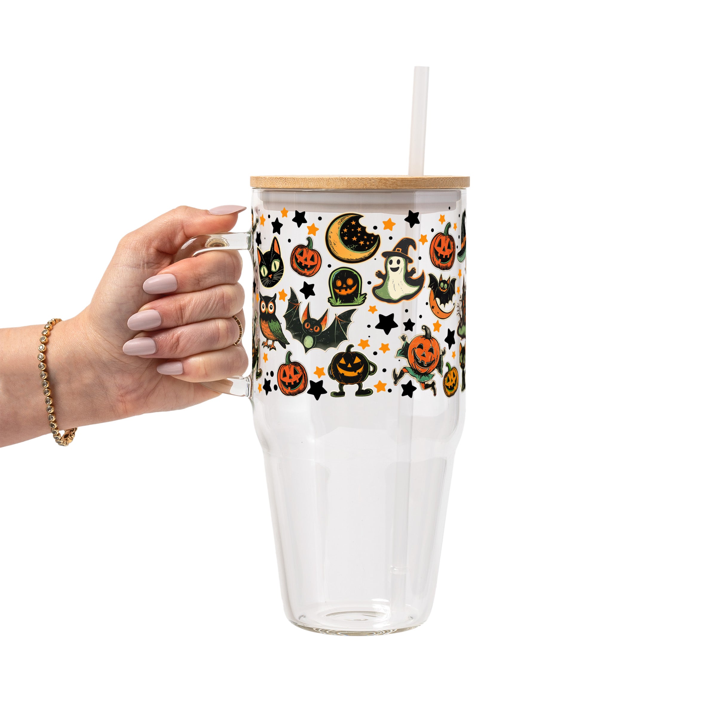 Retrocore Halloween Glass Cup, Mug & Tumbler with Lid and Straw