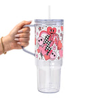 Retro Valentine Smiley Heart Glass Cup, Mug & Tumbler with Lid and Straw