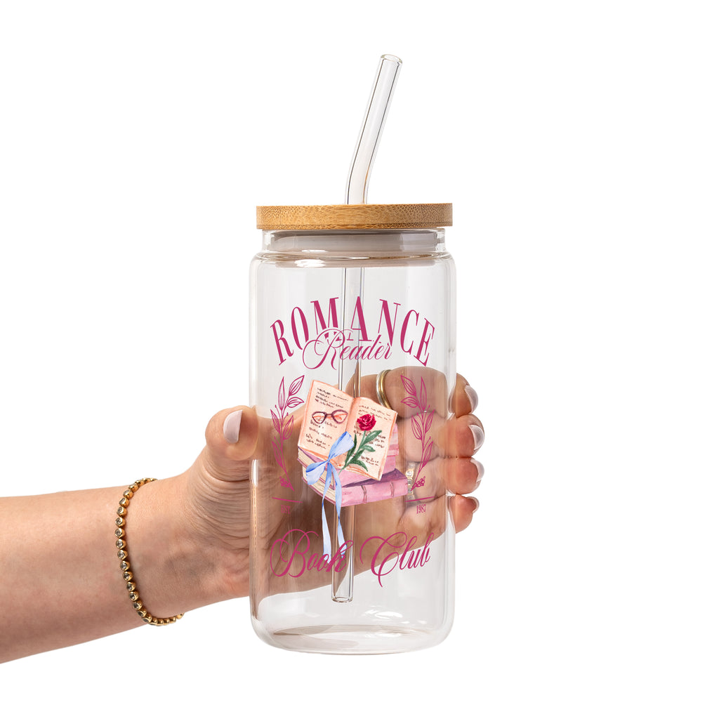 The Romance Reader Book Club 16oz Clear Glass Cup
