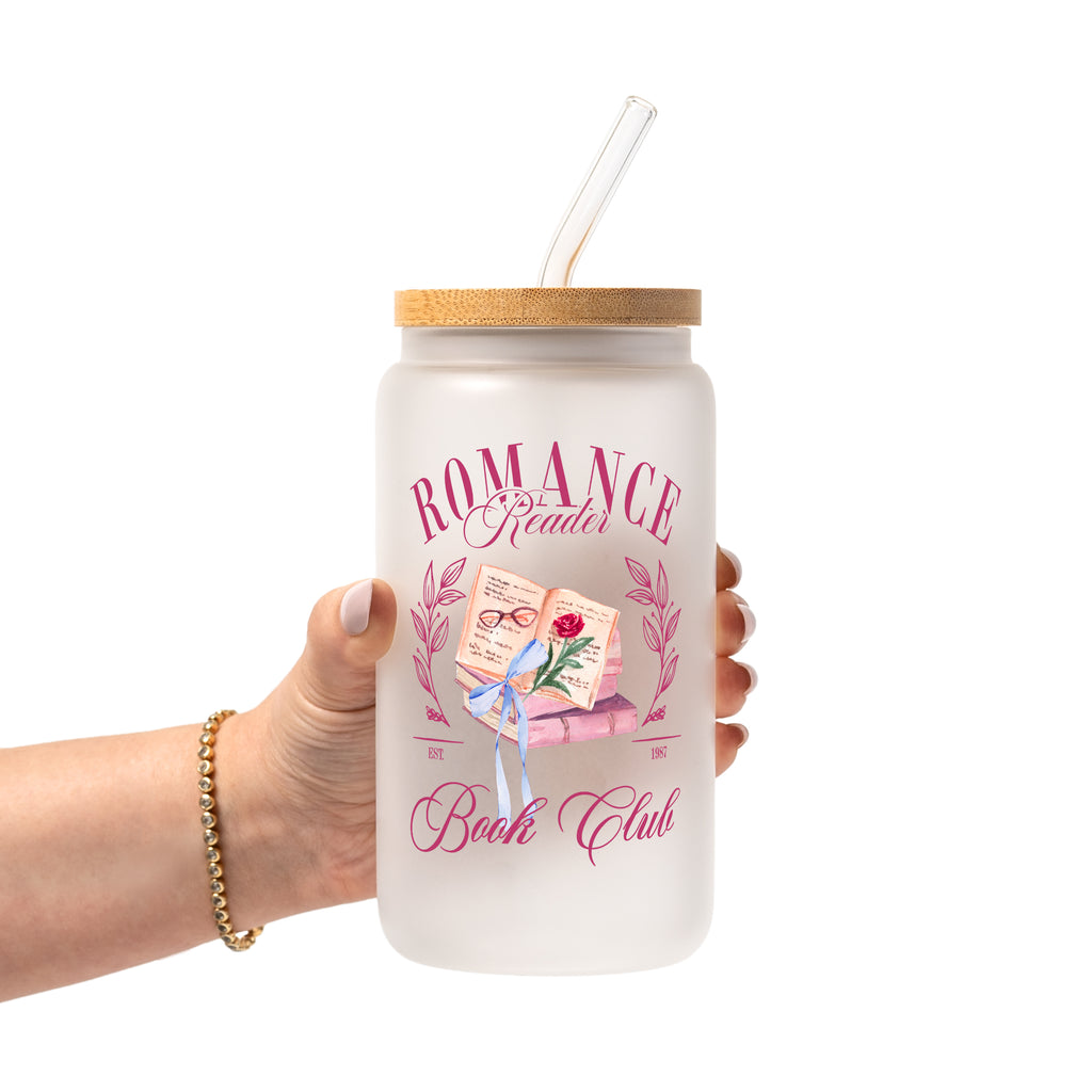 The Romance Reader Book Club 16oz Frosted Glass Cup