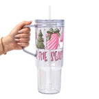 Tis The Season Christmas Glass Cup, Mug & Tumbler with Lid and Straw