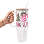 Tis The Season Christmas Glass Cup, Mug & Tumbler with Lid and Straw