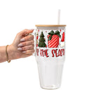 Tis The Season Christmas Glass Cup, Mug & Tumbler with Lid and Straw