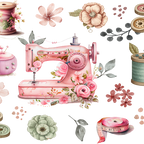 Sewing Florals Glass Cup, Mug & Tumbler with Lid and Straw