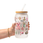Sewing Florals Glass Cup, Mug & Tumbler with Lid and Straw