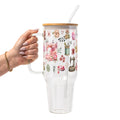 Sewing Florals Glass Cup, Mug & Tumbler with Lid and Straw