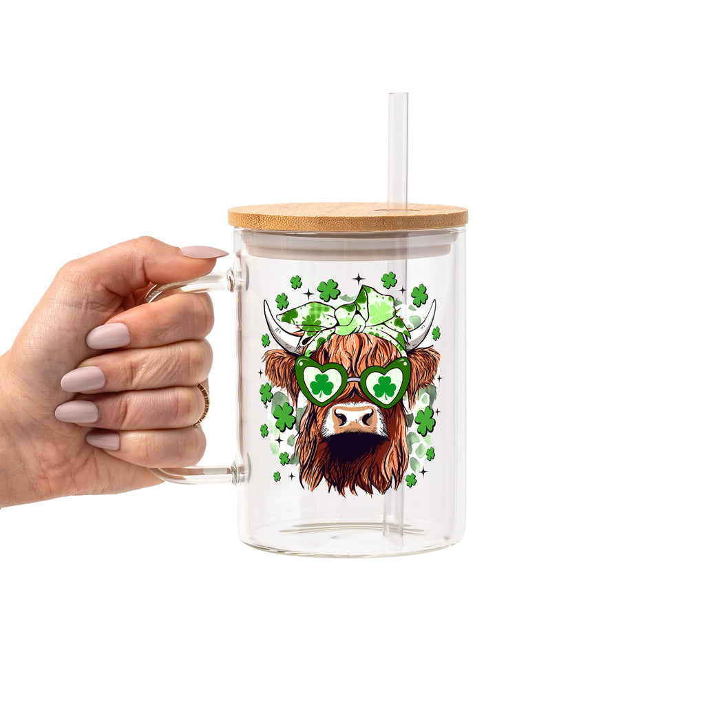 St Patrick's Day Collection Glass Cup, Mug & Tumbler with Lid and Straw