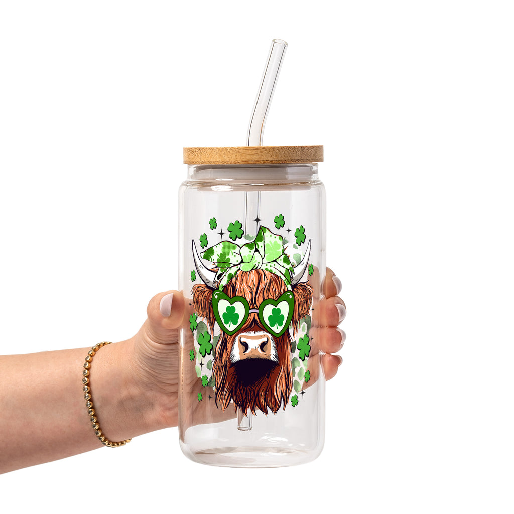 St Patrick's Day Collection Glass Cup, Mug & Tumbler with Lid and Straw