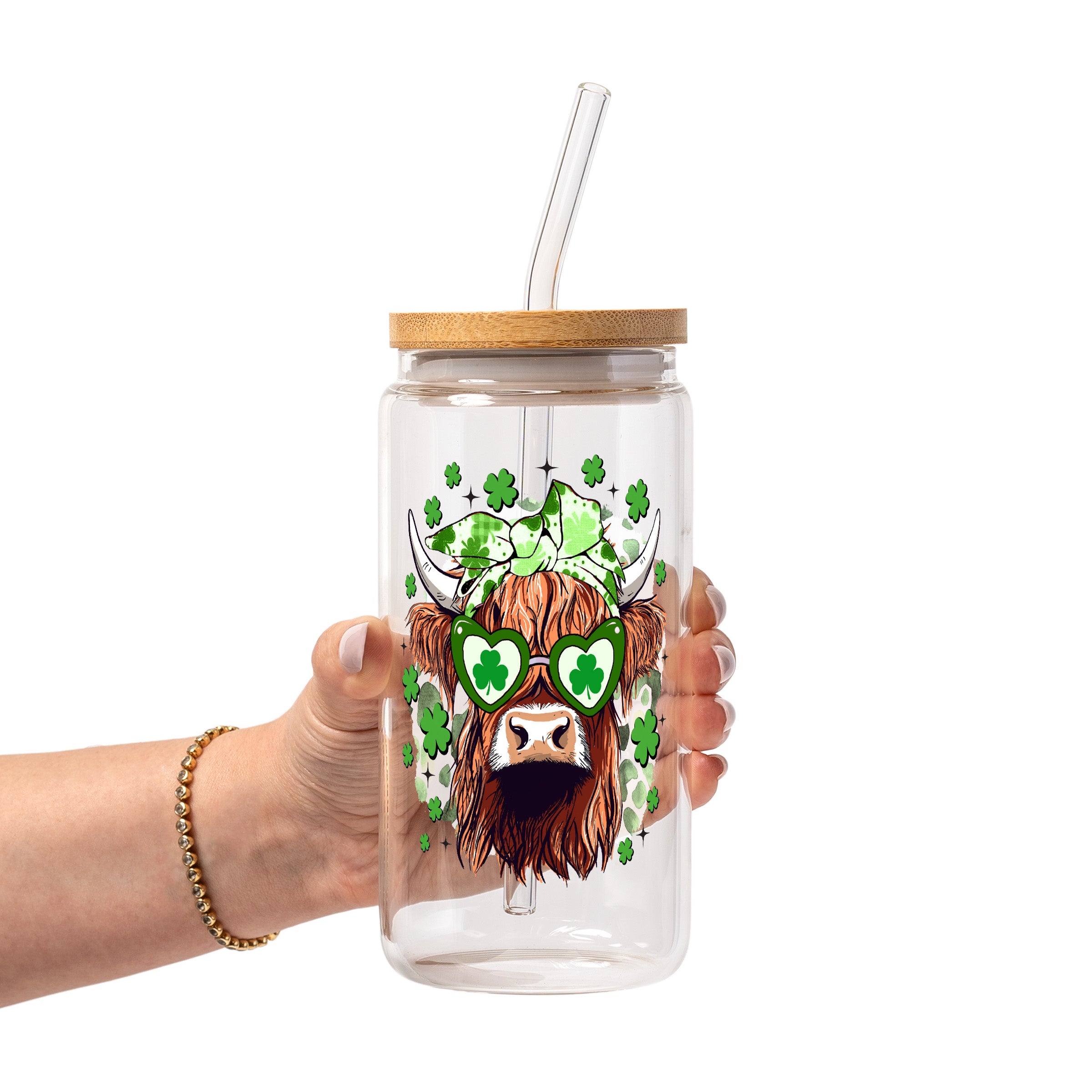St Patrick's Day Collection Glass Cup, Mug & Tumbler with Lid and Straw