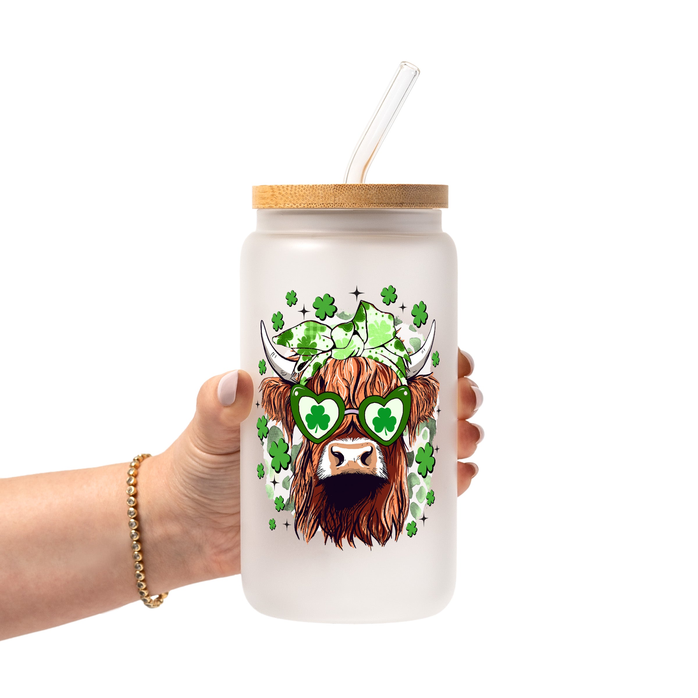 St Patrick's Day Collection Glass Cup, Mug & Tumbler with Lid and Straw