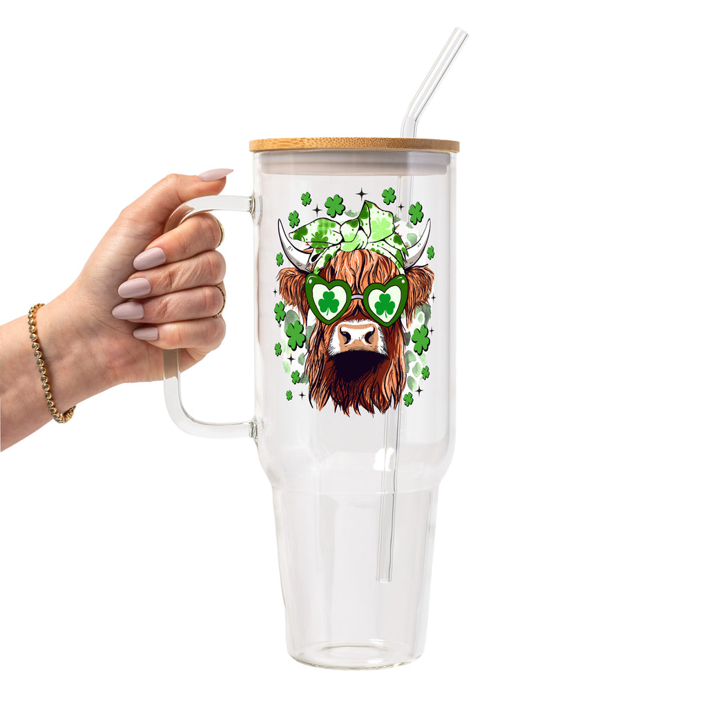 St Patrick's Day Collection Glass Cup, Mug & Tumbler with Lid and Straw