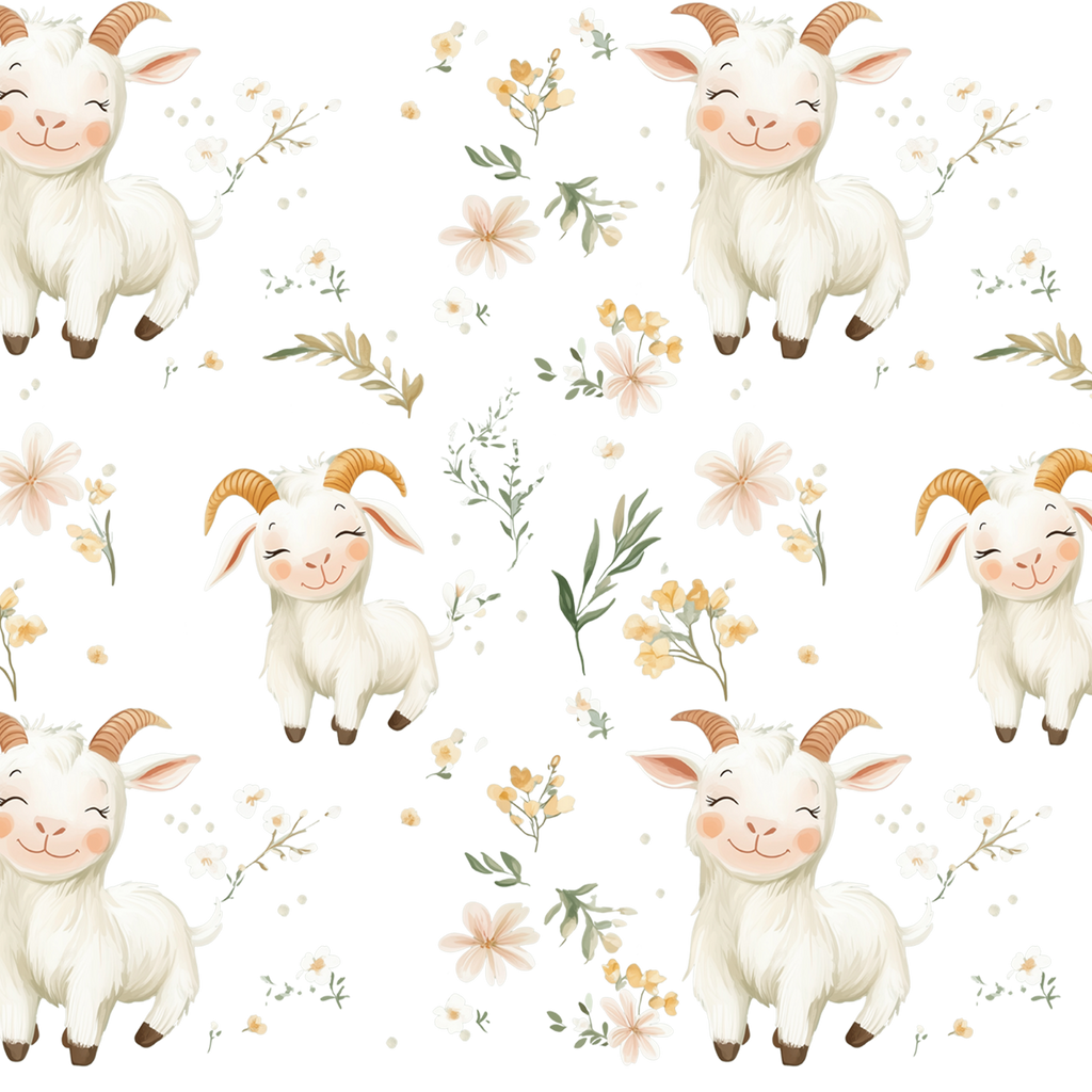 Floral Cute Goats Glass Cup, Mug & Tumbler with Lid and Straw