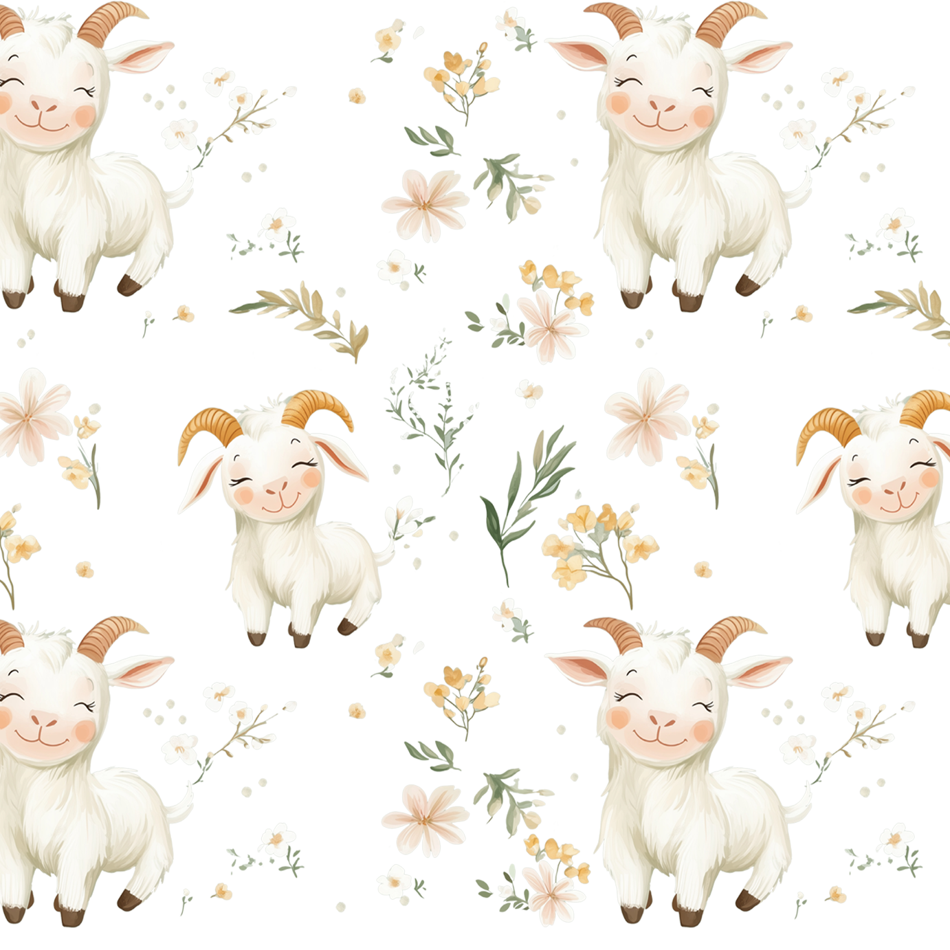 Floral Cute Goats Glass Cup, Mug & Tumbler with Lid and Straw