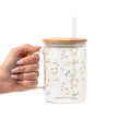 Floral Cute Goats Glass Cup, Mug & Tumbler with Lid and Straw
