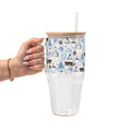 Blue Winter Glass Cup, Mug & Tumbler with Lid and Straw