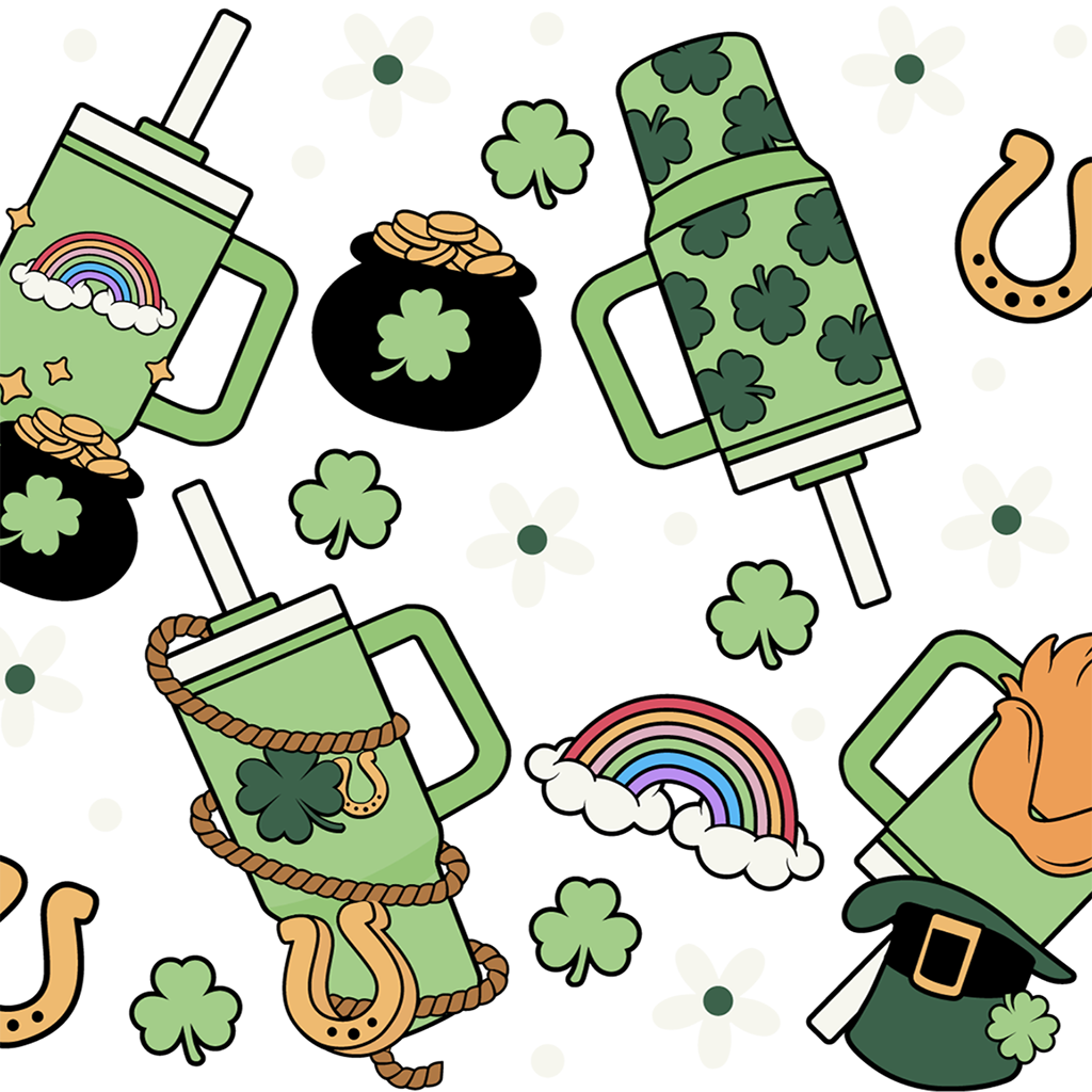 St. Patrick's Day Inspired Glass Cup, Mug & Tumbler with Lid and Straw