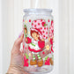 16oz Retro Strawberry Cartoon Acrylic Plastic Cup with Clear Lid