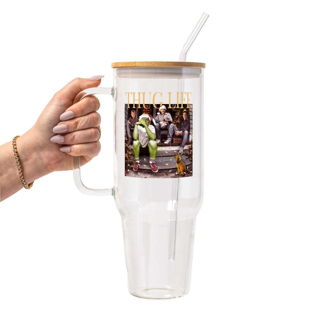 Thug Life Christmas Glass Cup, Mug & Tumbler with Lid and Straw