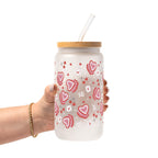 Valentine's Day Heart Cakes Glass Cup, Mug & Tumbler with Lid and Straw