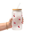 Vintage Cherry Bows Glass Cup, Mug & Tumbler with Lid and Straw