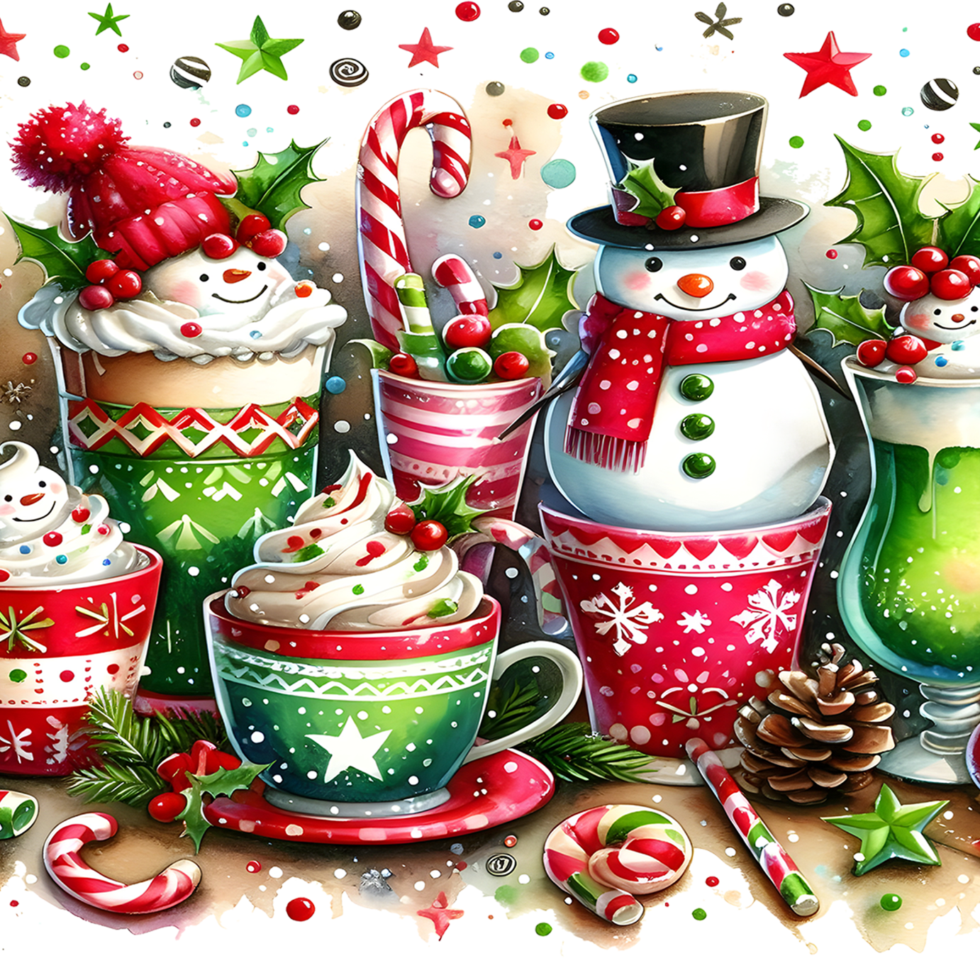 Holiday Snowman Glass Cup, Mug & Tumbler with Lid and Straw