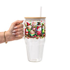 Holiday Snowman Glass Cup, Mug & Tumbler with Lid and Straw