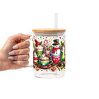 Holiday Snowman Glass Cup, Mug & Tumbler with Lid and Straw