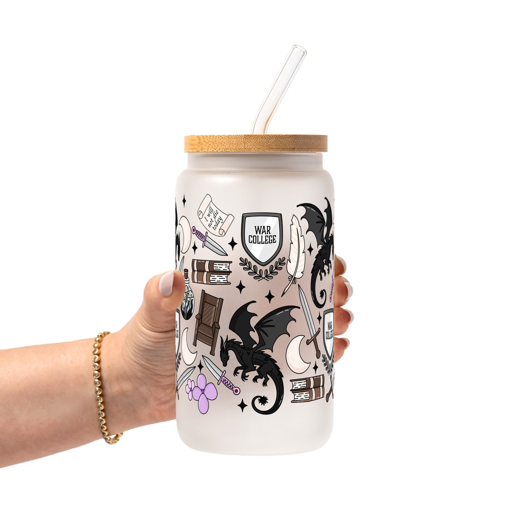 War College Glass Cup, Mug & Tumbler with Lid and Straw