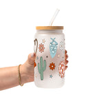 Cute Western Disco Glass Cup, Mug & Tumbler with Lid and Straw