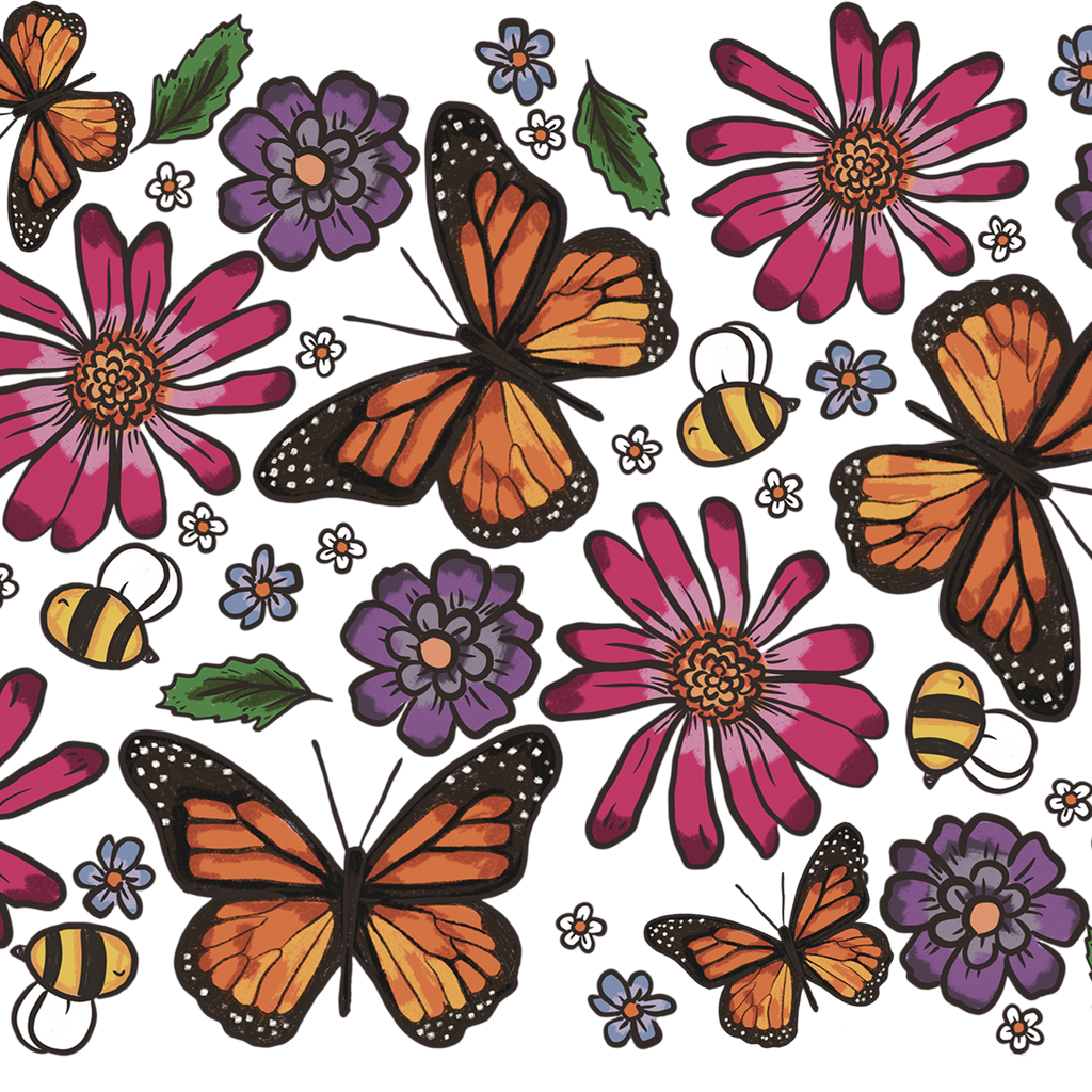 Butterfly Garden Glass Cup, Mug & Tumbler with Lid and Straw