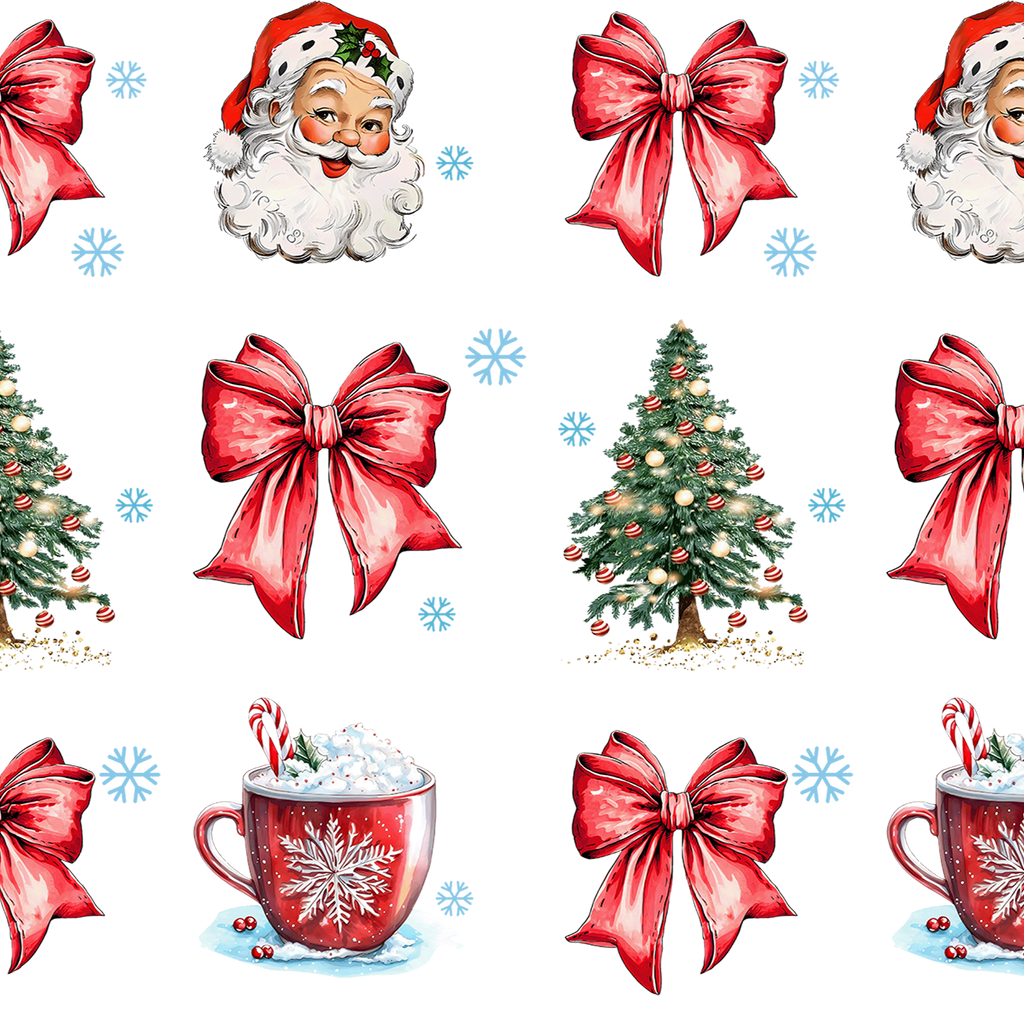Christmas Bow Clause Glass Cup, Mug & Tumbler with Lid and Straw