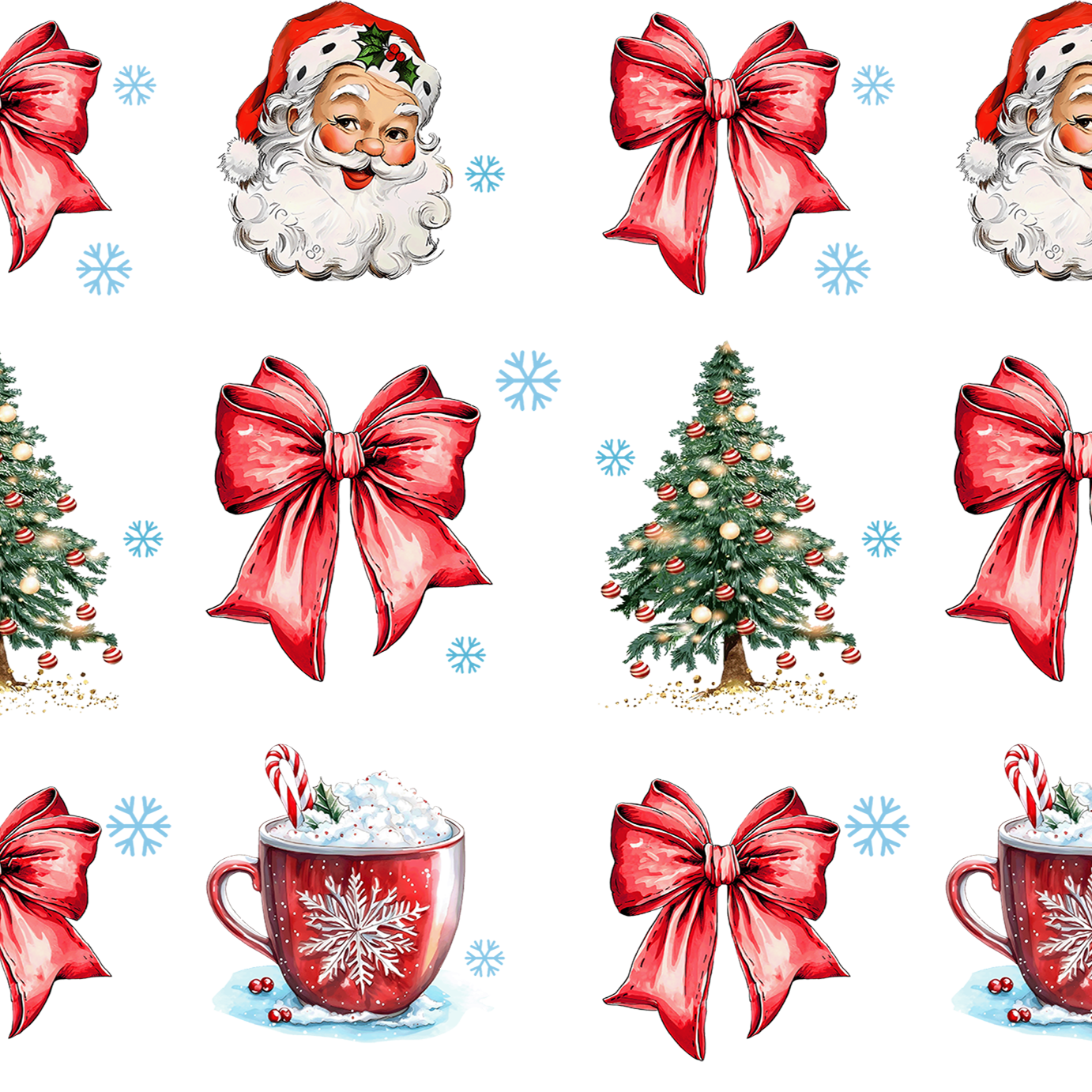 Christmas Bow Clause Glass Cup, Mug & Tumbler with Lid and Straw