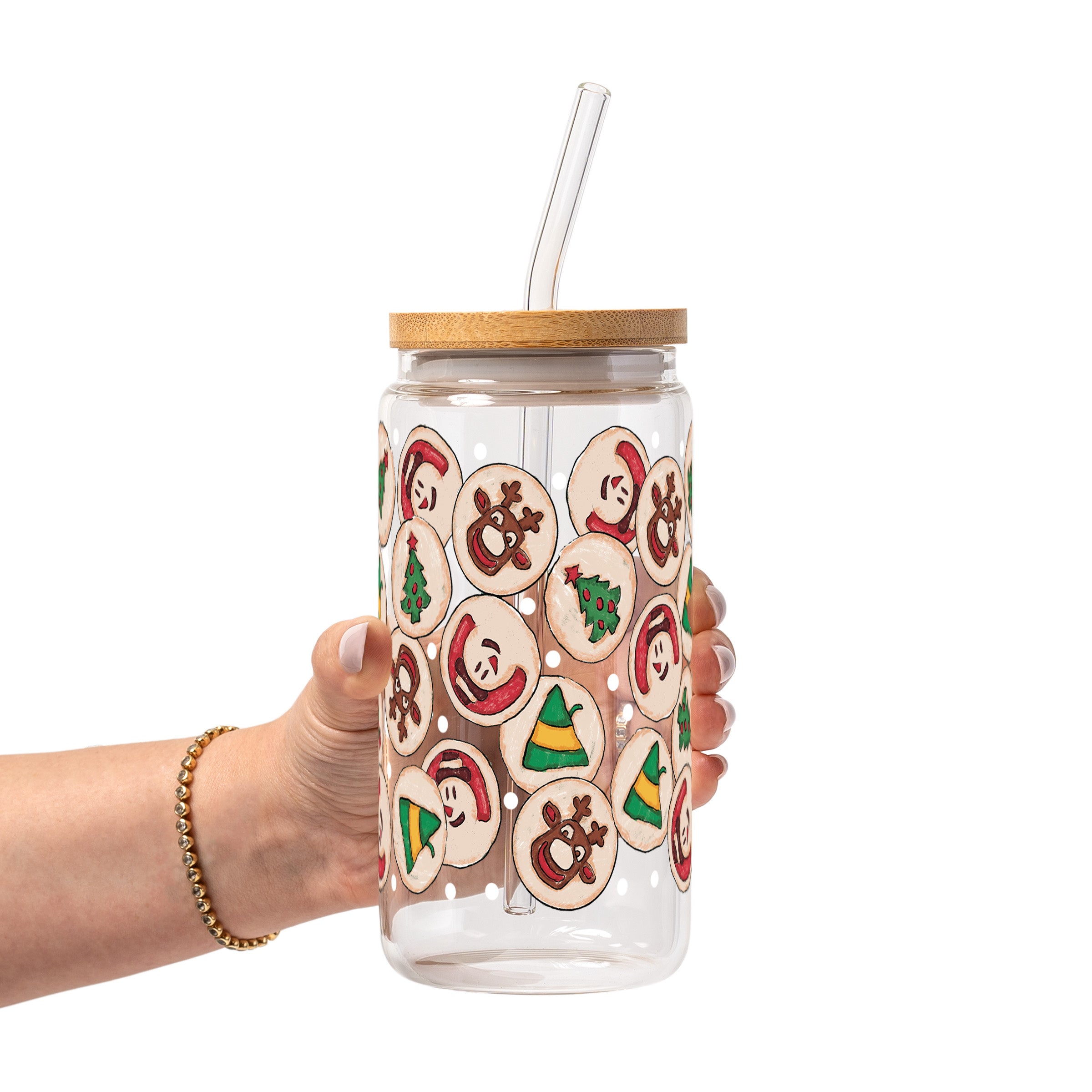 Christmas Cookies Glass Cup, Mug & Tumbler with Lid and Straw