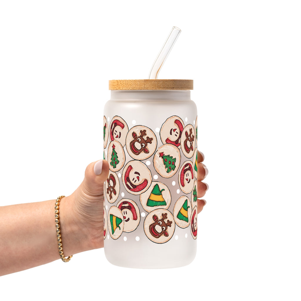 Christmas Cookies Glass Cup, Mug & Tumbler with Lid and Straw