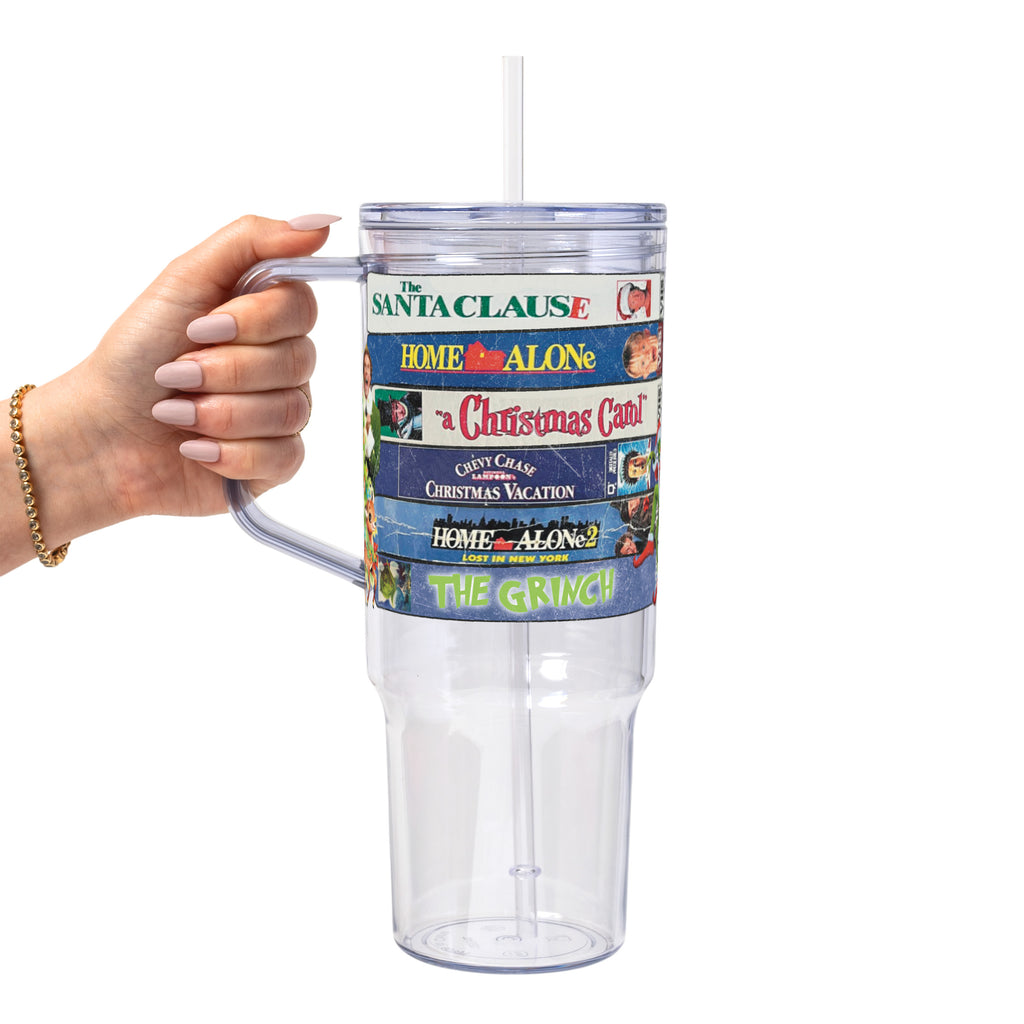 Christmas Movies Glass Cup, Mug & Tumbler with Lid and Straw