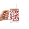 Valentine's Day Flowers And Candy Glass Cup, Mug & Tumbler with Lid and Straw