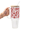 Valentine's Day Flowers And Candy Glass Cup, Mug & Tumbler with Lid and Straw