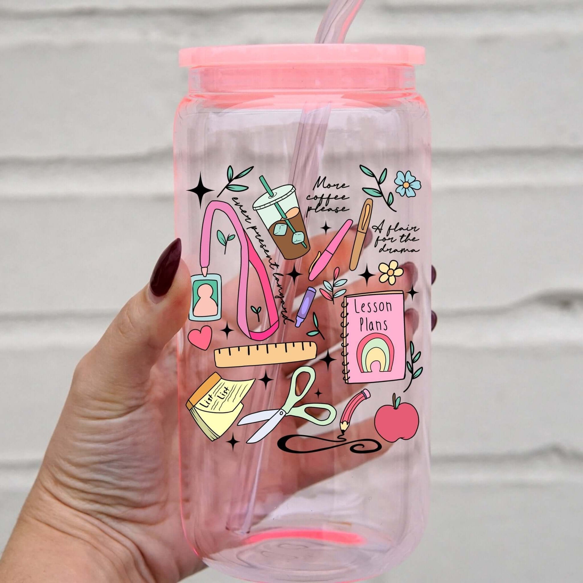 Teacher Essentials Cup With Lid and Straw from Sip Sip Hooray – Drinkware