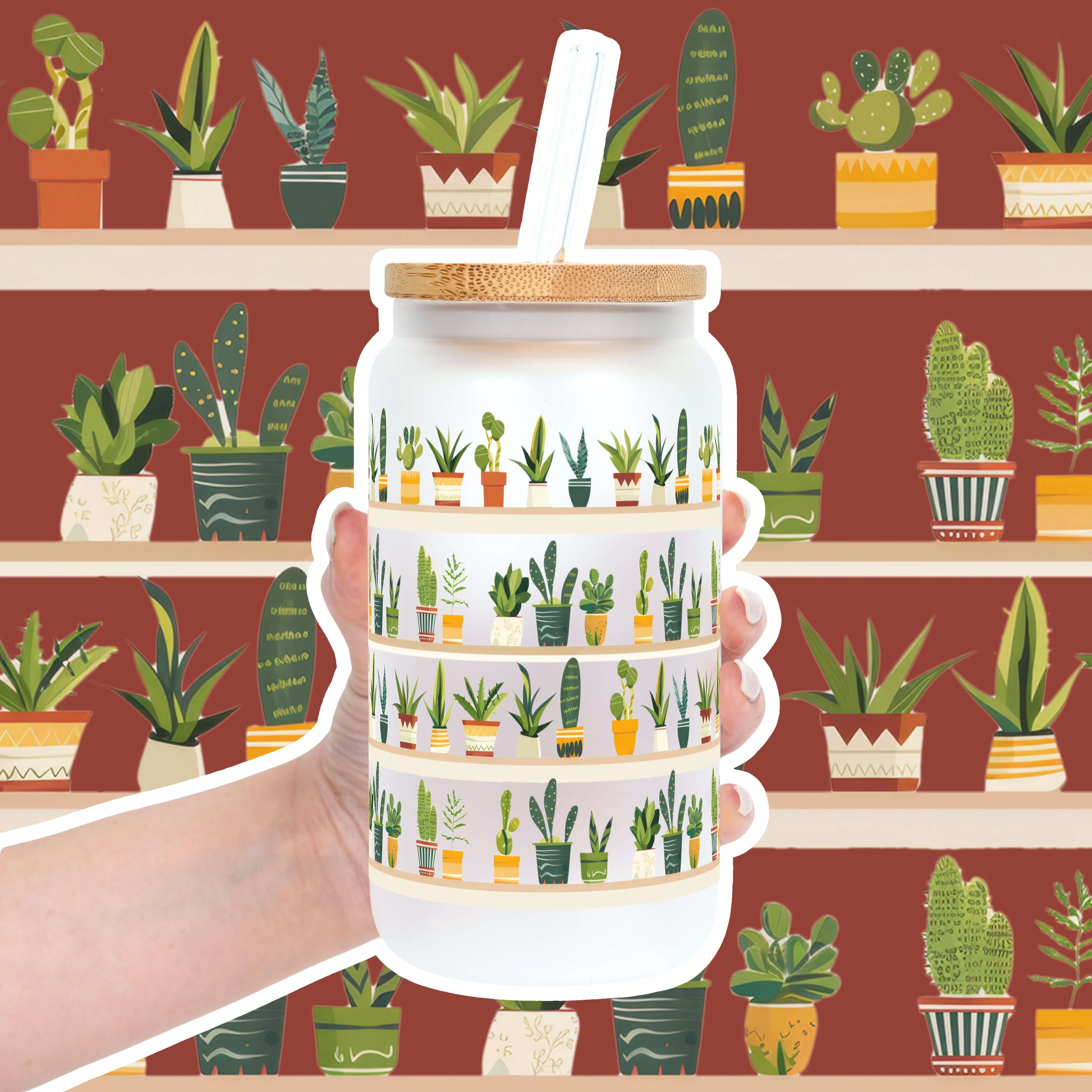 The Succulent Lover Cup with Lid and Straw
