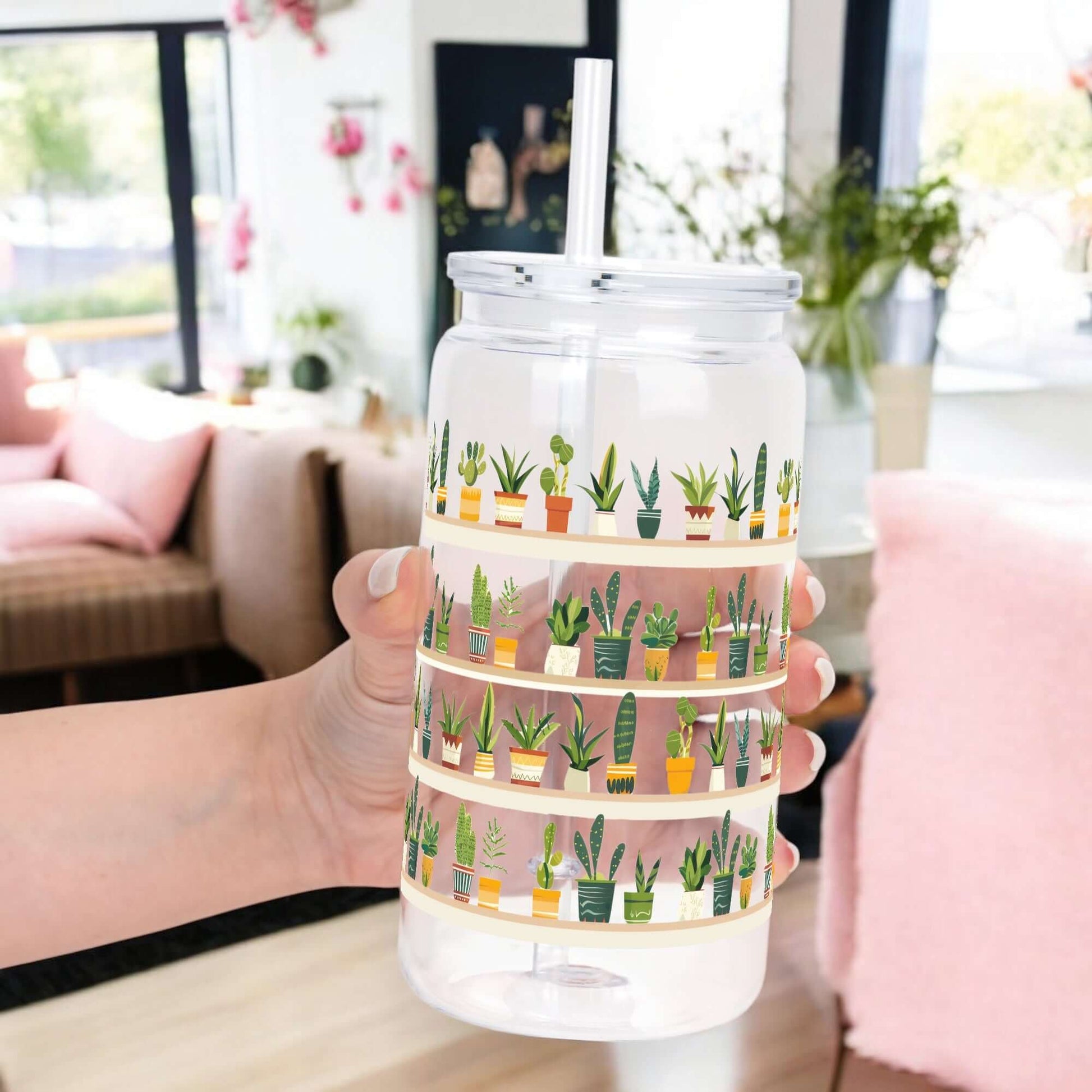 The Succulent Lover Cup with Lid and Straw from Sip Sip Hooray – Uncategorized