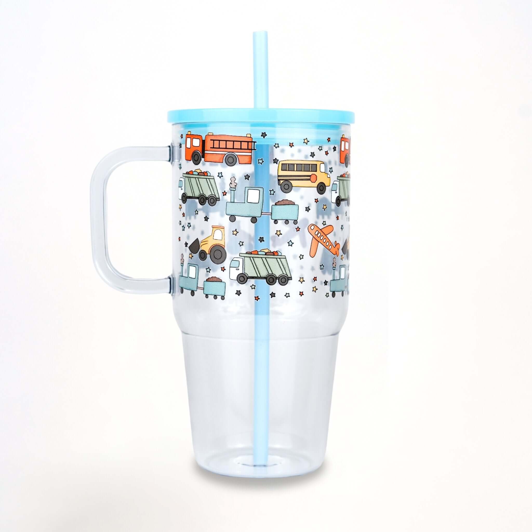 Trucks & Things 20oz Kids Tumbler with Handle, Lid & Straw