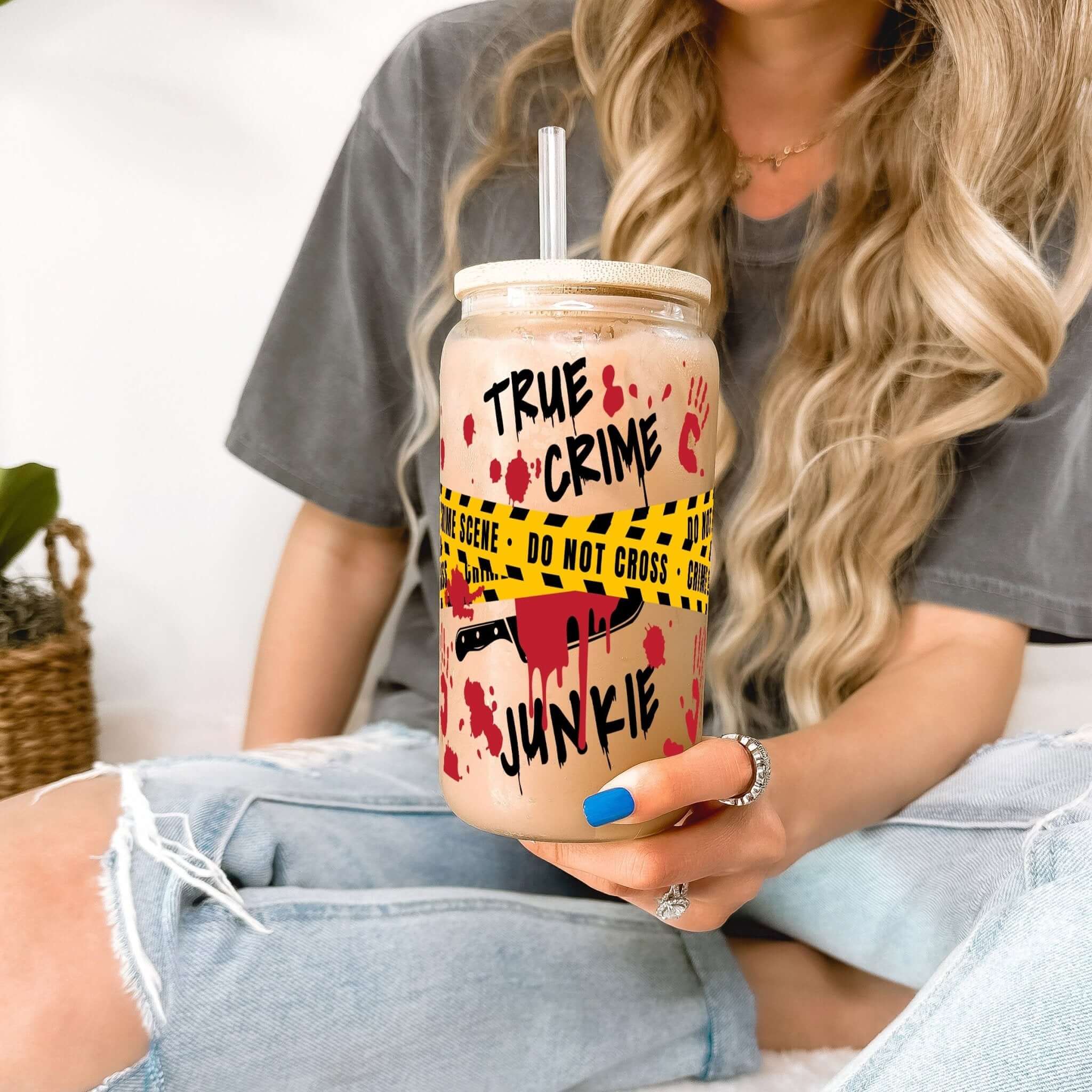 True Crime Junkie Cup With Lid and Straw
