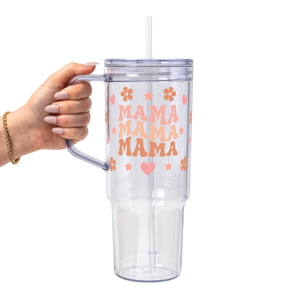 Mama Glass Cup, Mug & Tumbler with Lid and Straw