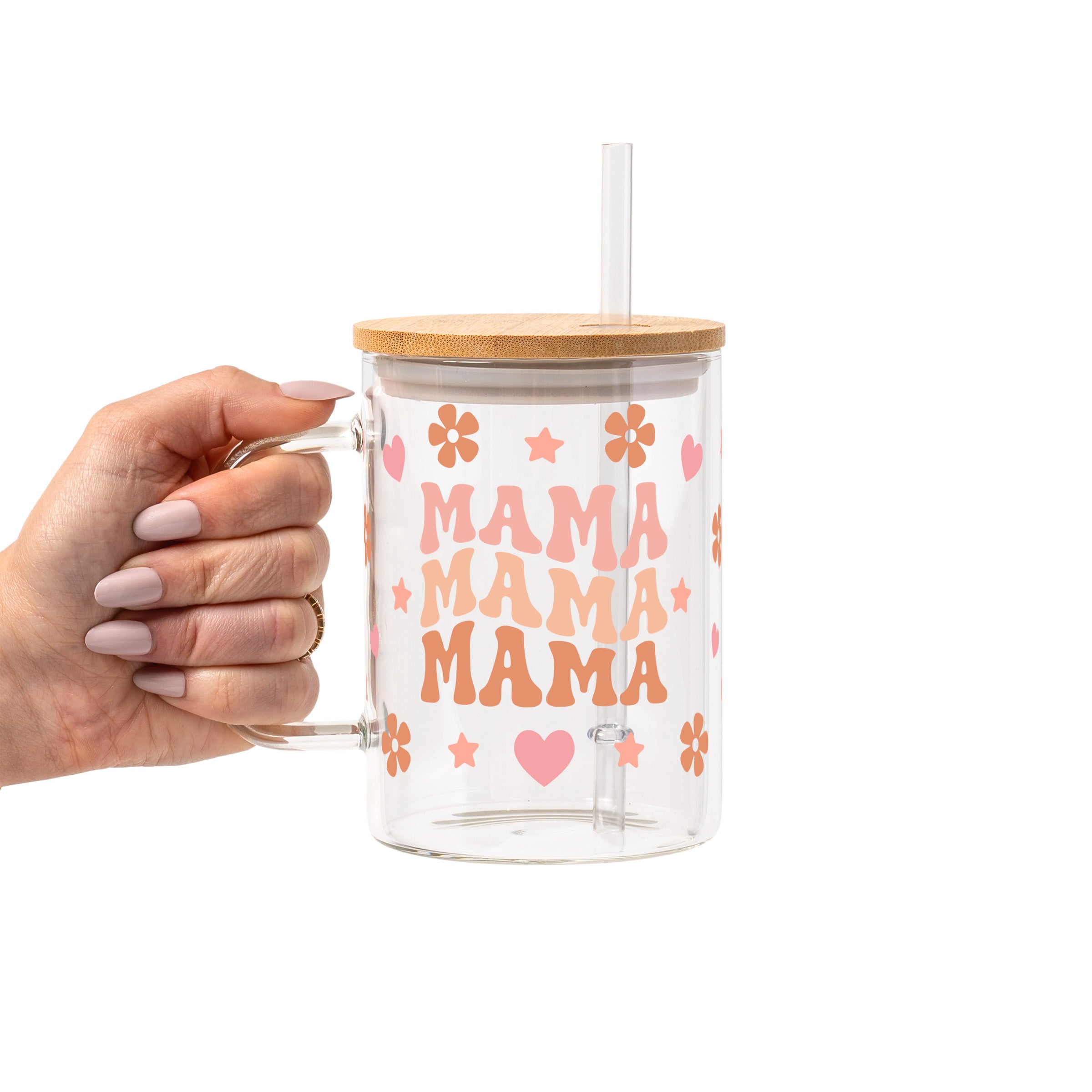 Mama Glass Cup, Mug & Tumbler with Lid and Straw