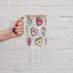 Valentines Day Candy Hearts 40oz Glass or Plastic Tumbler With Lid and Starw from Sip Sip Hooray – Tumblers